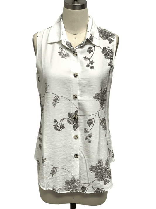 Women's Floral Print Sleeveless Button-Front Tunic