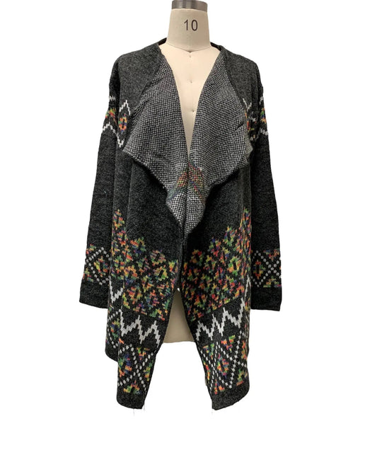 Women's Fair Isle Cardigan with Draped Collar