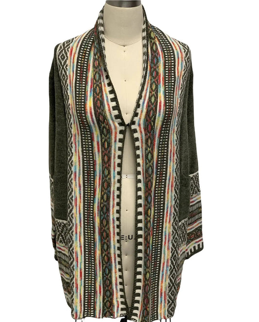 Women's Aztec Tribal Print Open Front Cardigan
