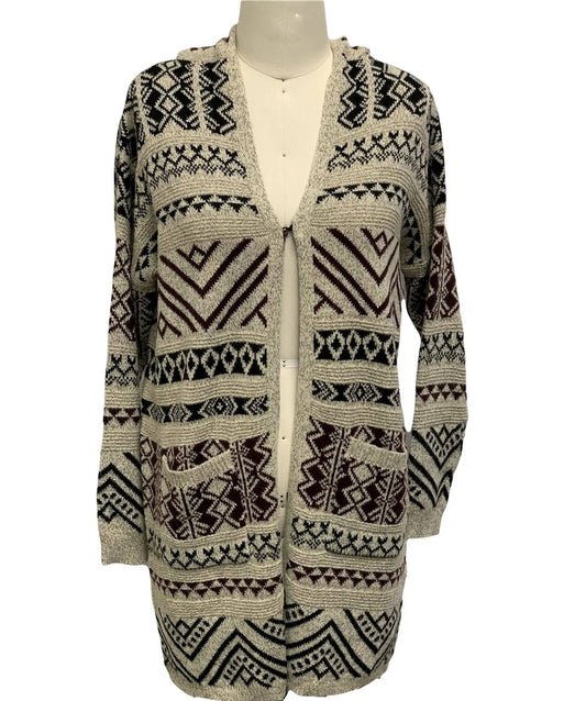 Women's Geometric Pattern Open Front Cardigan