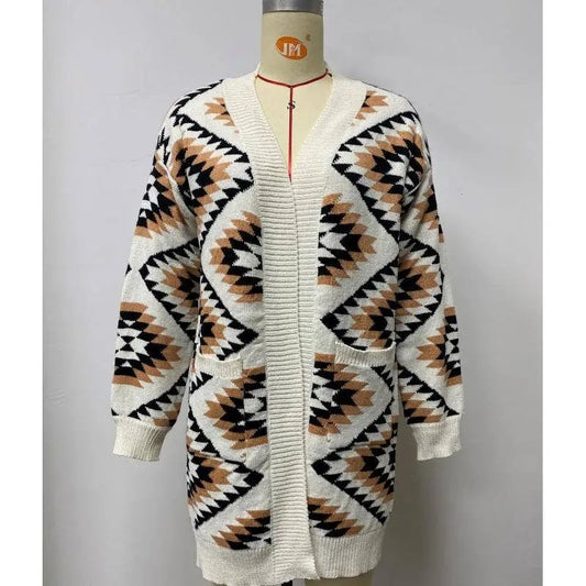 Women's Geometric Patterned Cardigan Sweater
