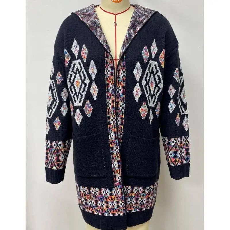 Women's Fair Isle Cardigan with Geometric Pattern