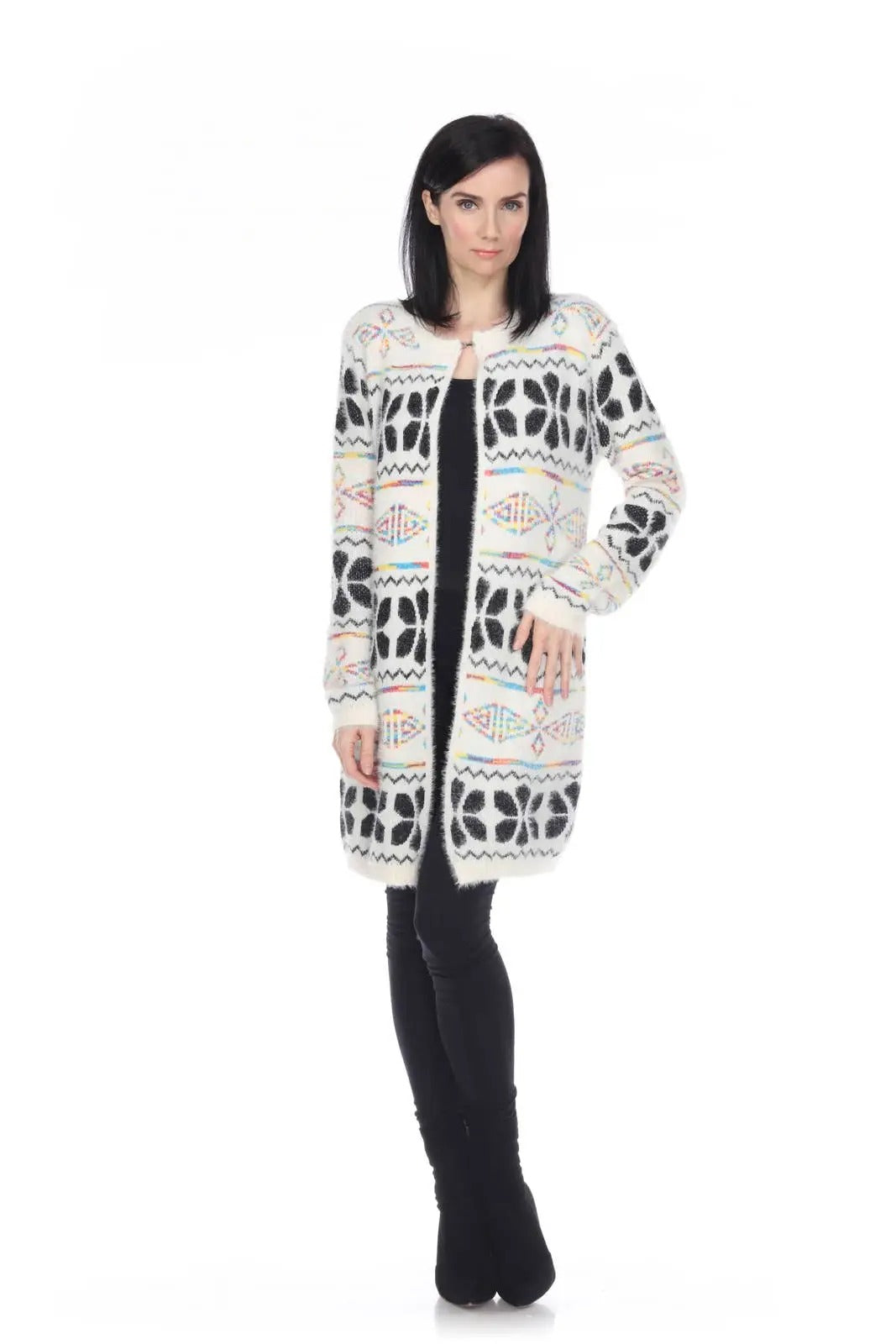 Women's Geometric Patterned Cardigan Coat