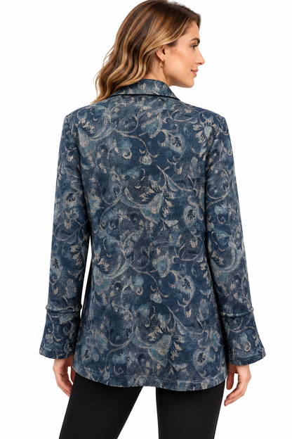 Women's denim blue pocket front button down Shirt