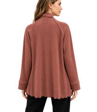 Women's brown interlock stich two Jacket Cardigan