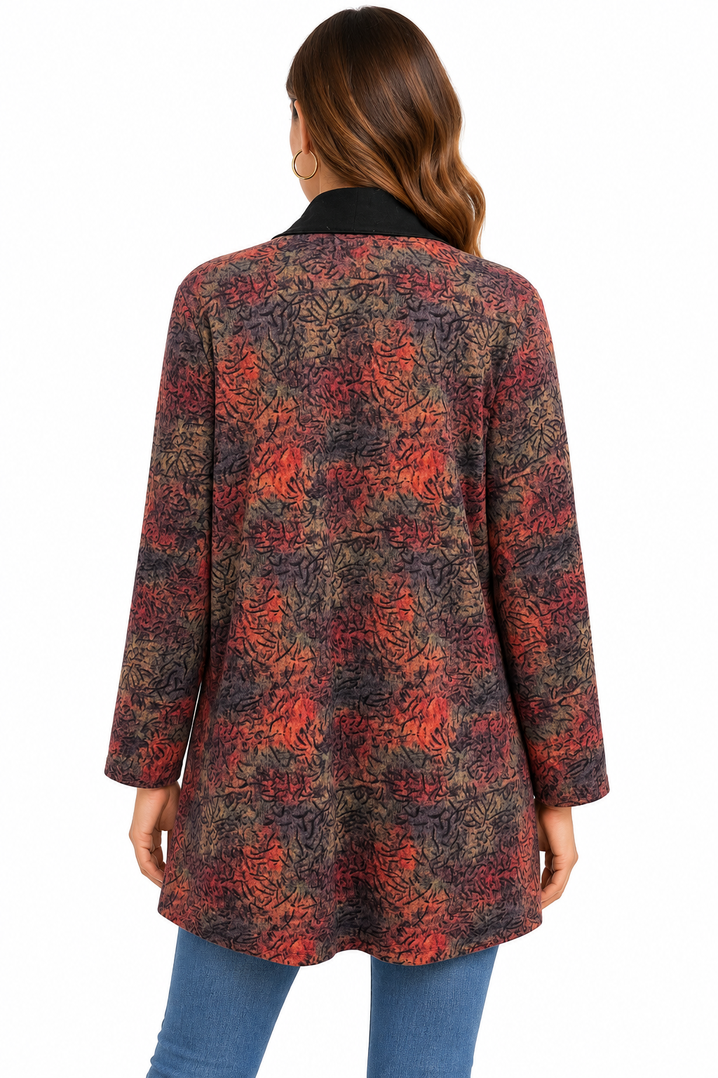Women's Multi color red wood singe button open