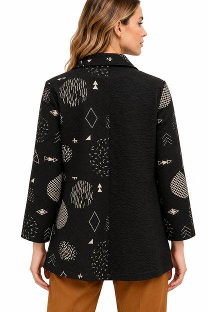 Women's Black and white cloud three button Jacket