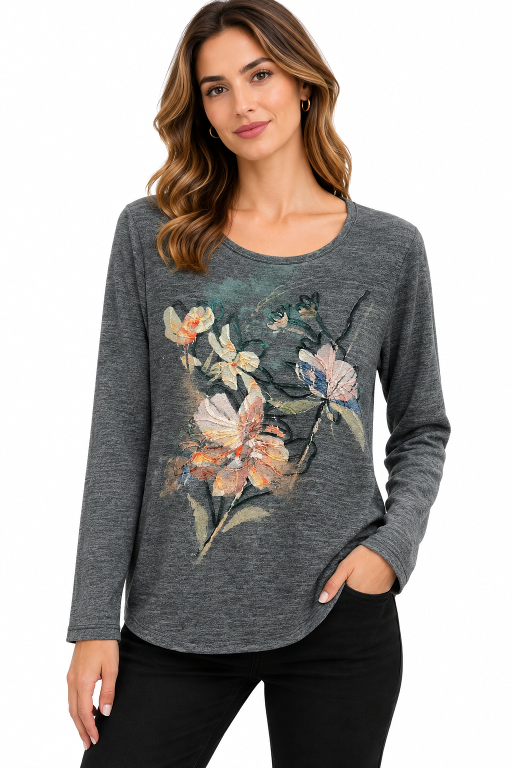 Women's Multi flower watercolor artistic Top