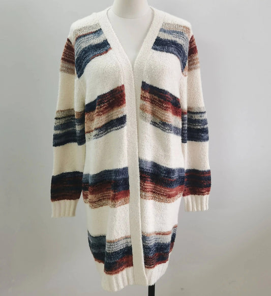 Women's Colorblock Striped Sweater Cardigan