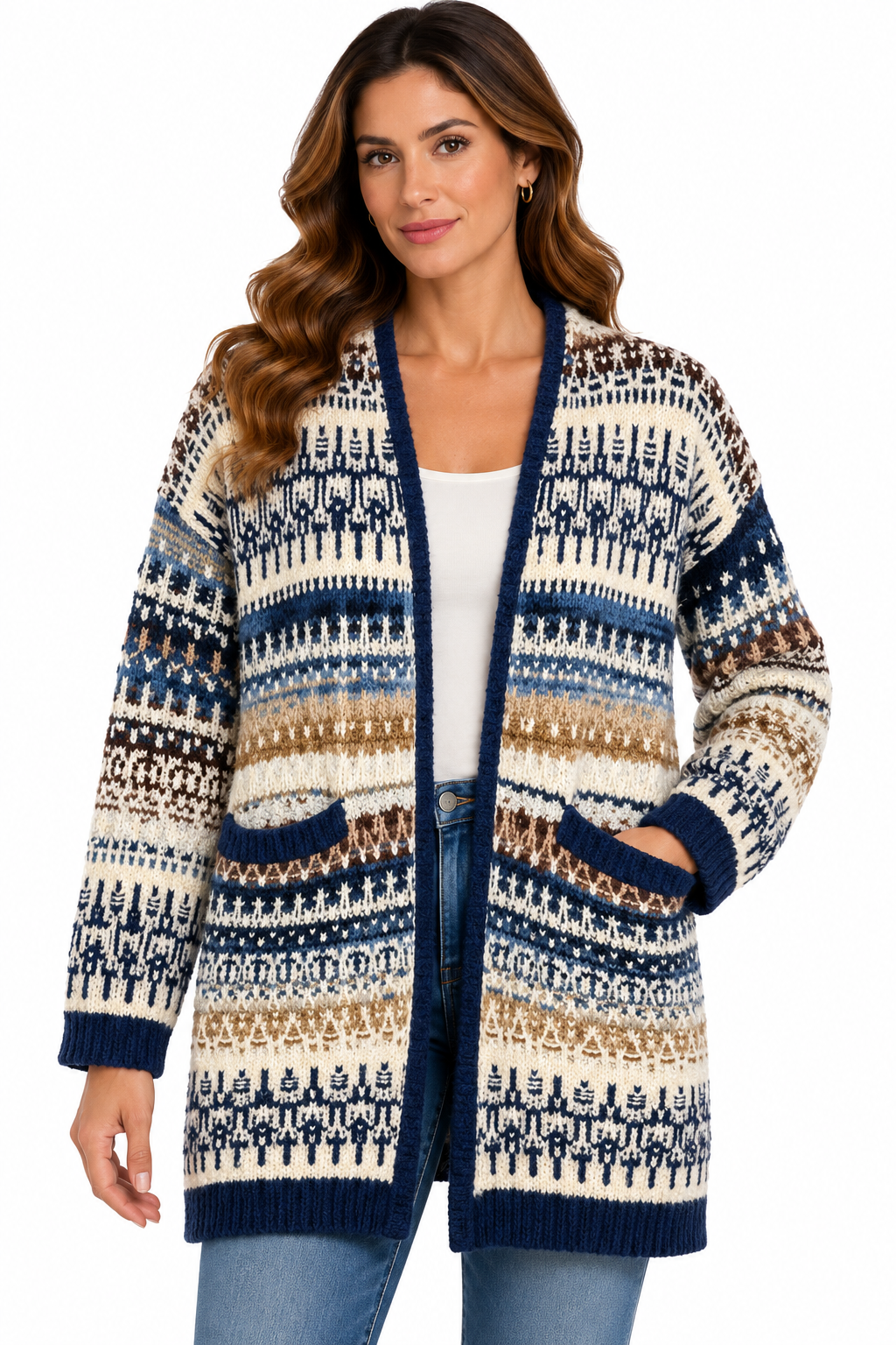 Women's Lake Tahoe Blue two pocket Sweater Cardigan