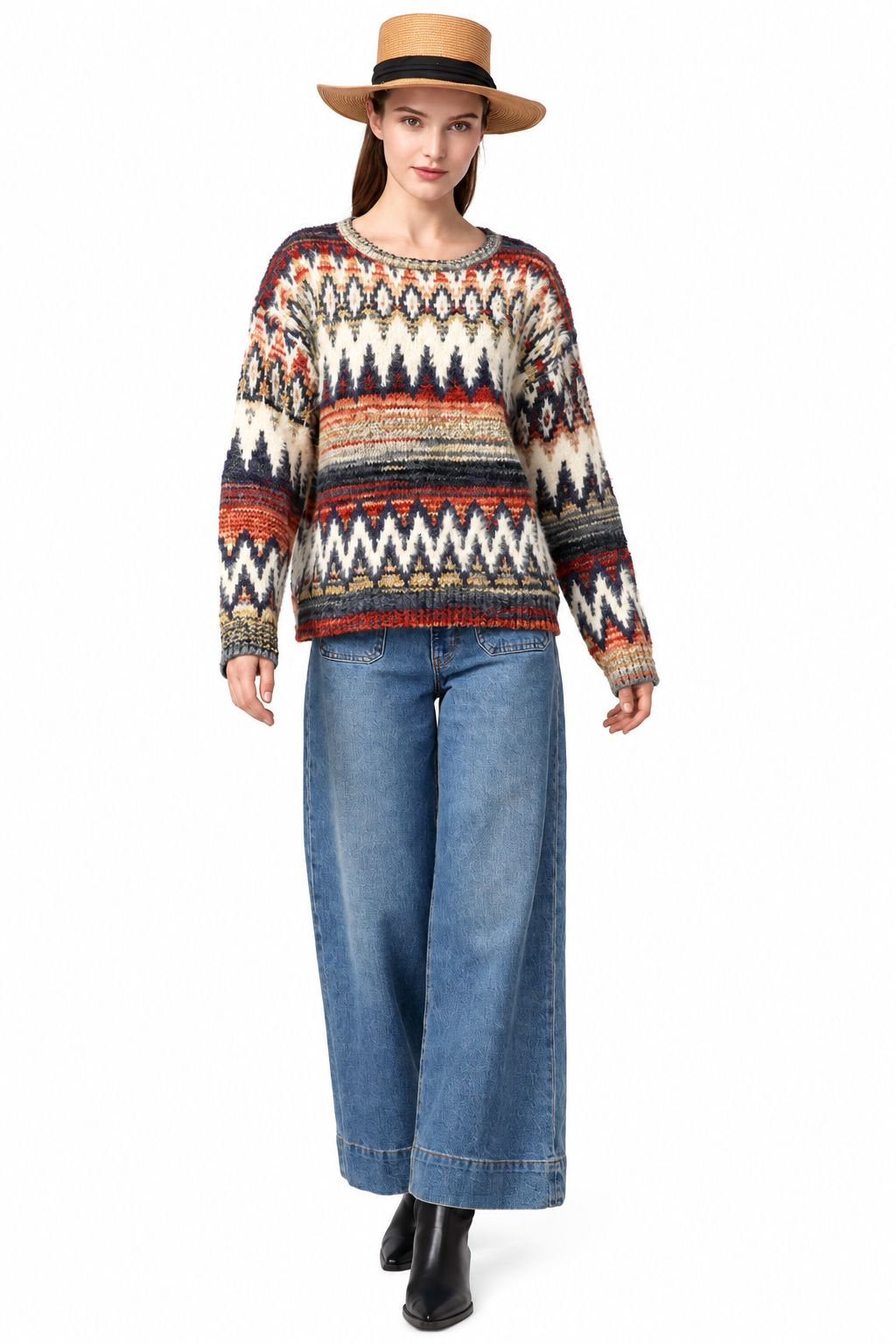 Women's Multi color Diamond Sweater Top