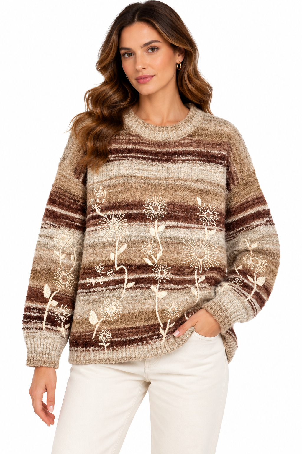 Women's earth tone three of life sweater Top