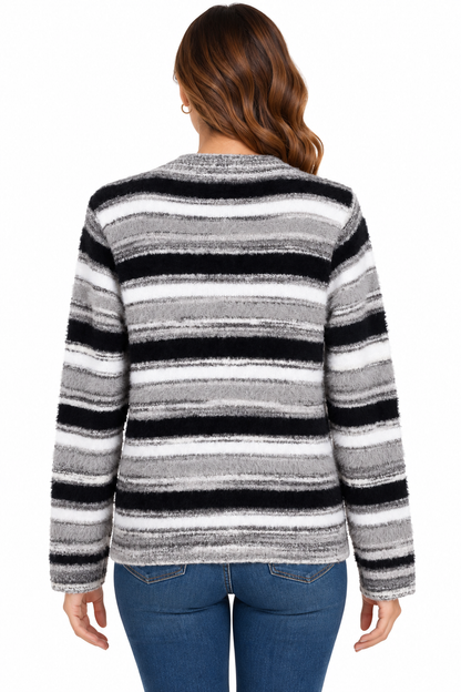 Women's Multi grey button down V neck sweater Jacket