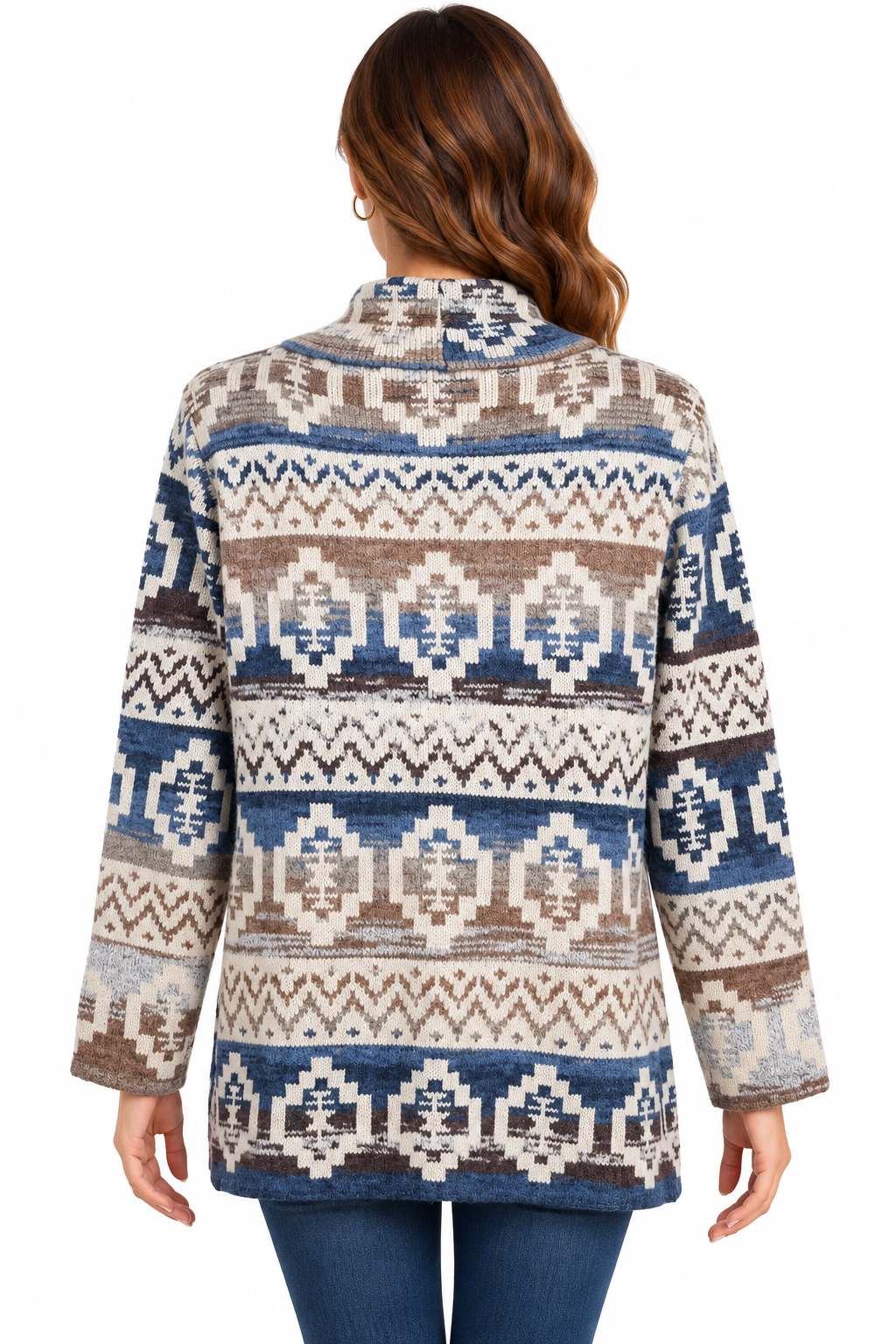 Women's Multi color Dark Blue Aztec sweater cardigan