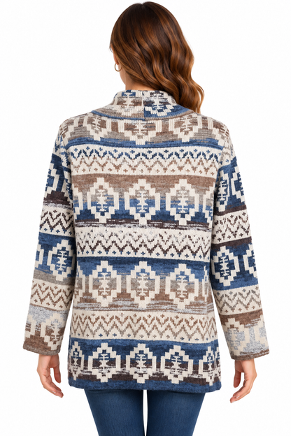 Women's Multi color Dark Blue Aztec sweater cardigan