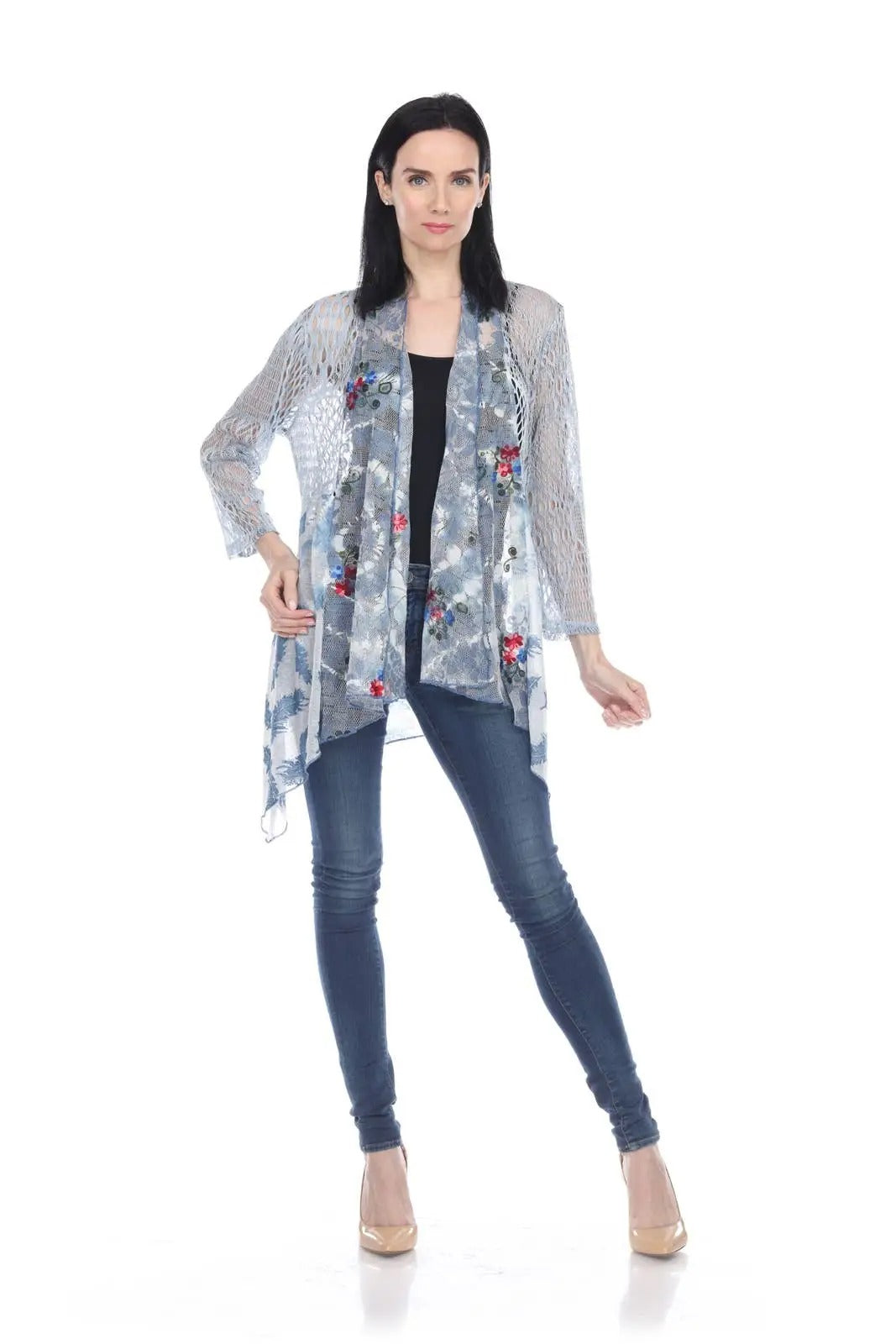 Women's Floral Lace Open Front Cardigan