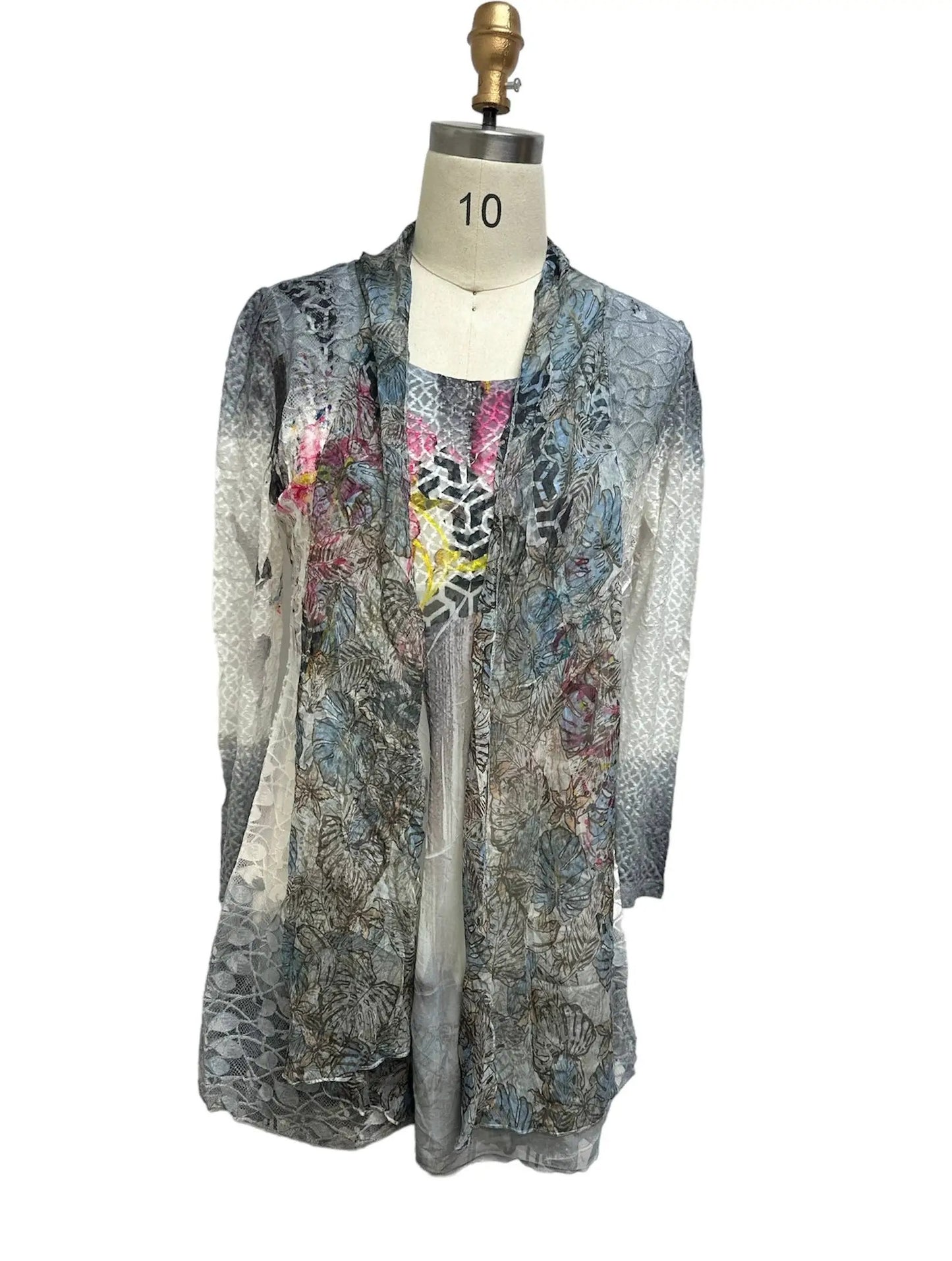 Women's Floral Patchwork Tunic with Lace Sleeves
