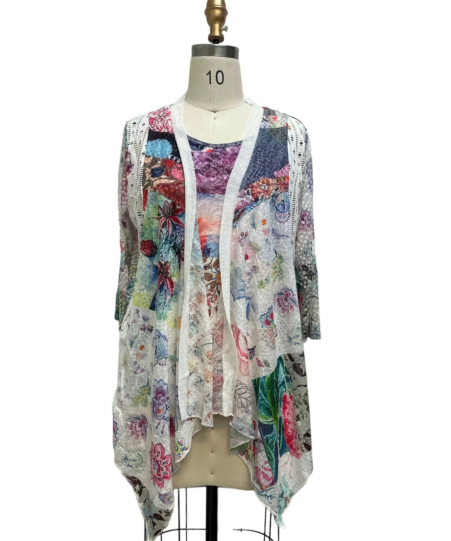 Women's Floral Print Lightweight Tunic with Asymmetrical Hem