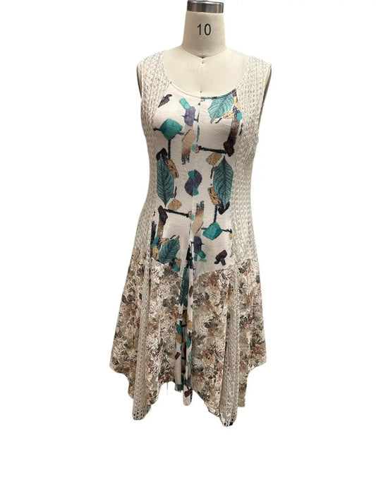 Women's Leaf Print Lace Handkerchief Dress