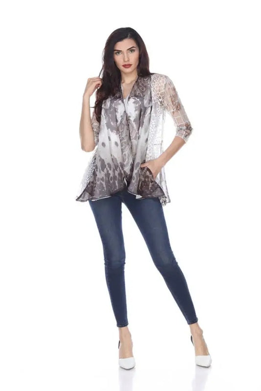 Women's Lace Patterned Open Front Cardigan
