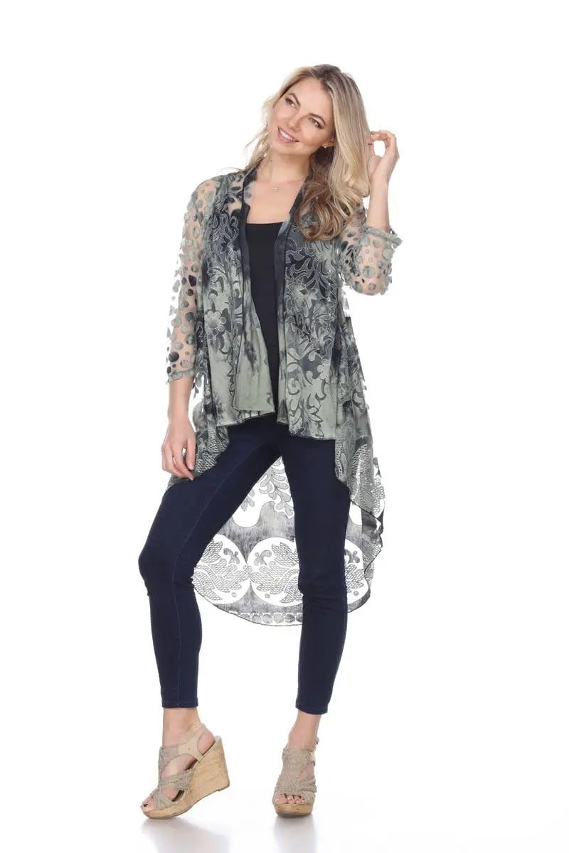 Women's Paisley Lace Open-Front Cardigan