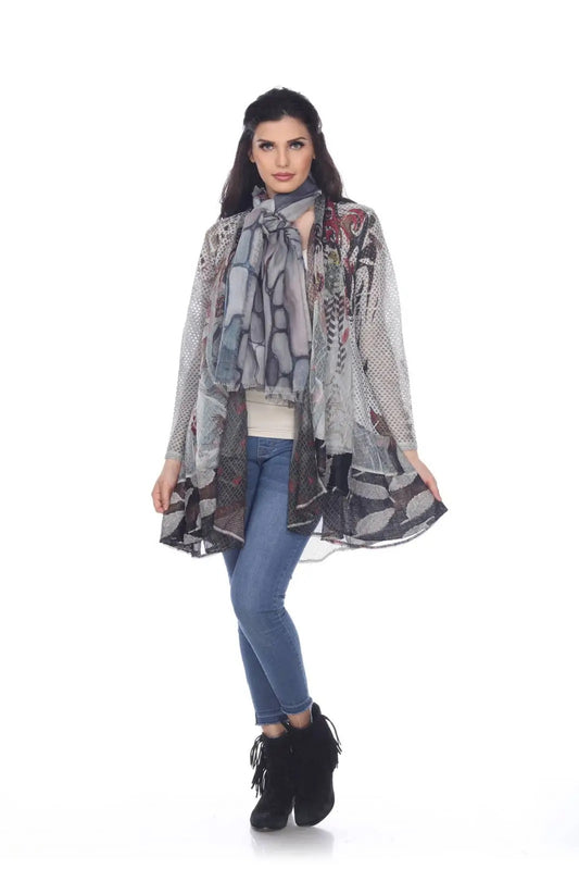 Women's Patchwork Mixed Pattern Open Front Cardigan