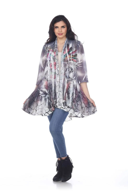 Women's Floral Printed Open-Front Cardigan