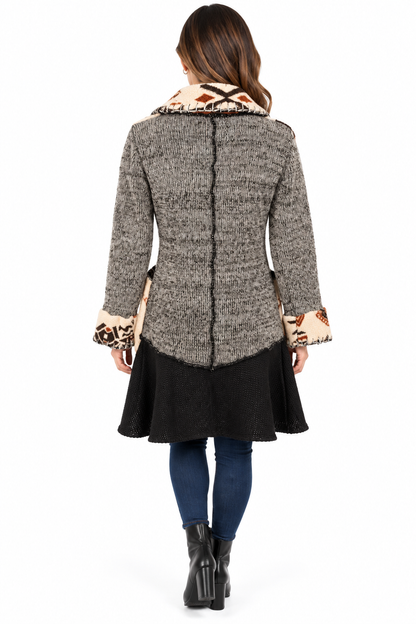 Women's Black and grey patch with Aztec Jacket Coat