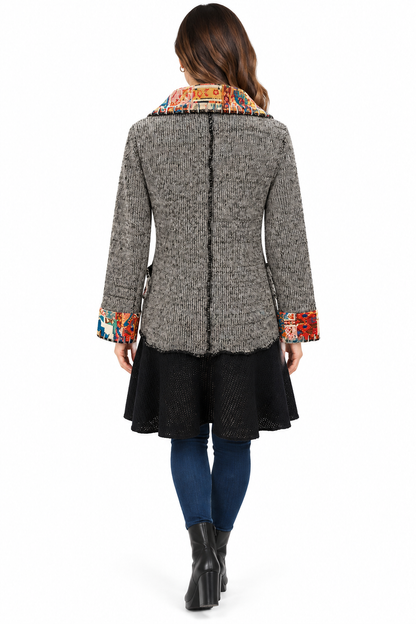 Women's Black and grey patch with Multi Jacket Coat