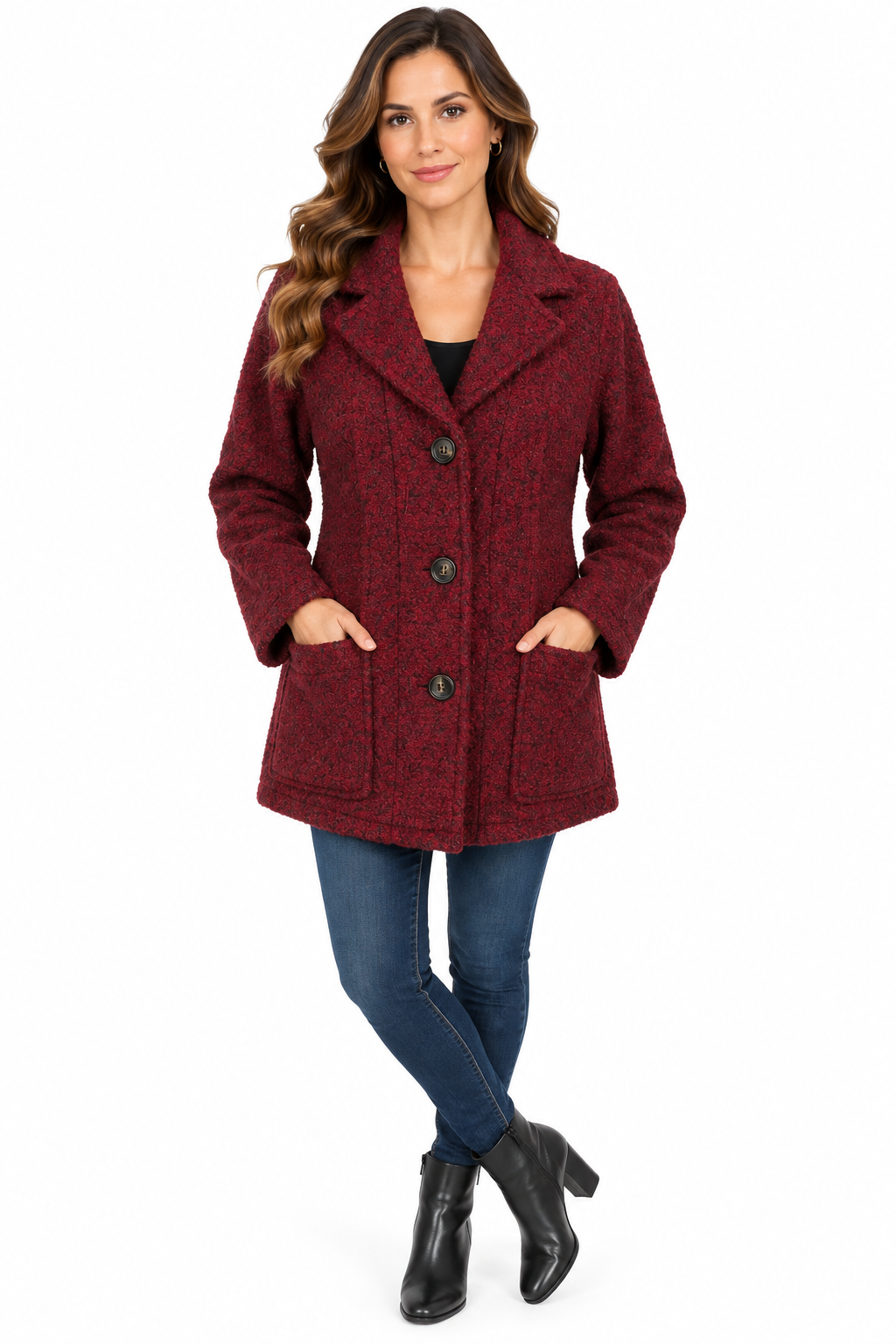 Women's Collar Three Button Plaid Holidays Jacket