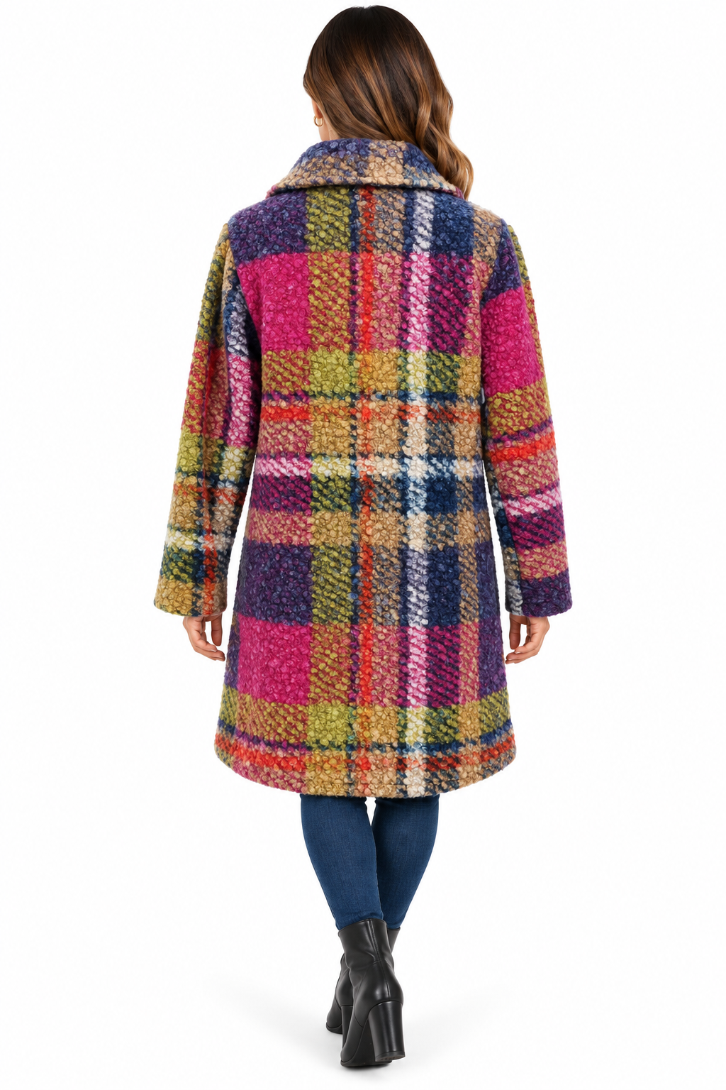 Women's purple Multi holidays plaid Long Jacket