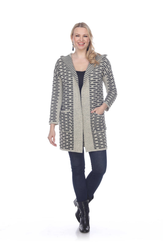 Women's Striped Open Front Cardigan with Pockets