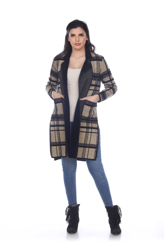 Women's Plaid Open Front Cardigan