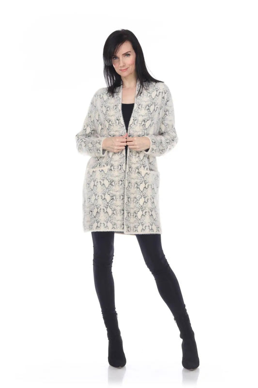 Women's Snake Print Open Front Cardigan