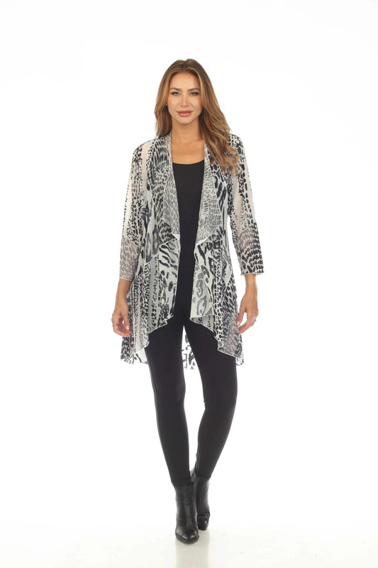 Women's Animal Print Open Front Cardigan with Asymmetrical Hem