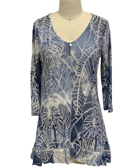 Women's Botanical Print Button-Front Tunic Dress