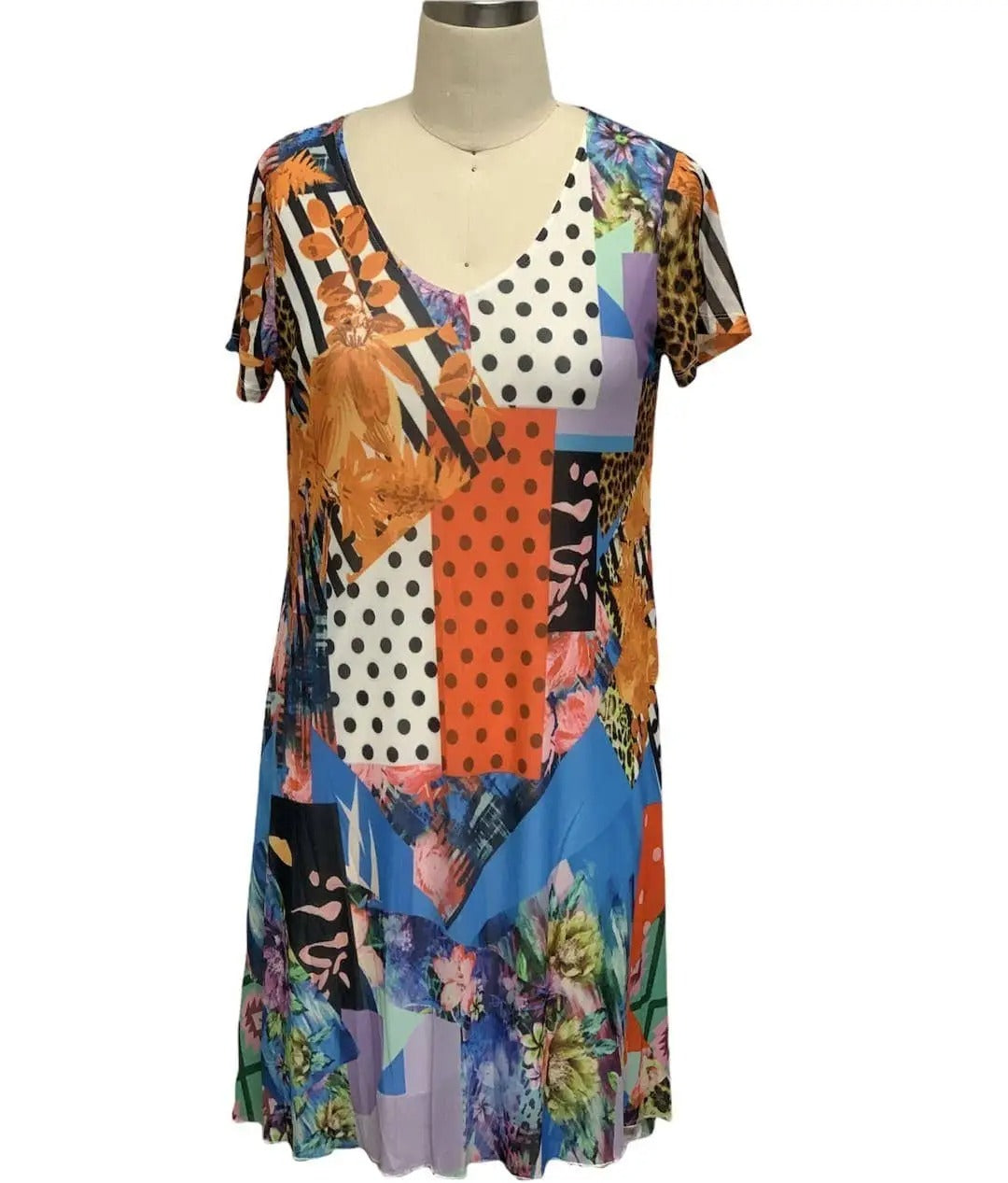 Women's Patchwork Mixed Print A-Line Dress
