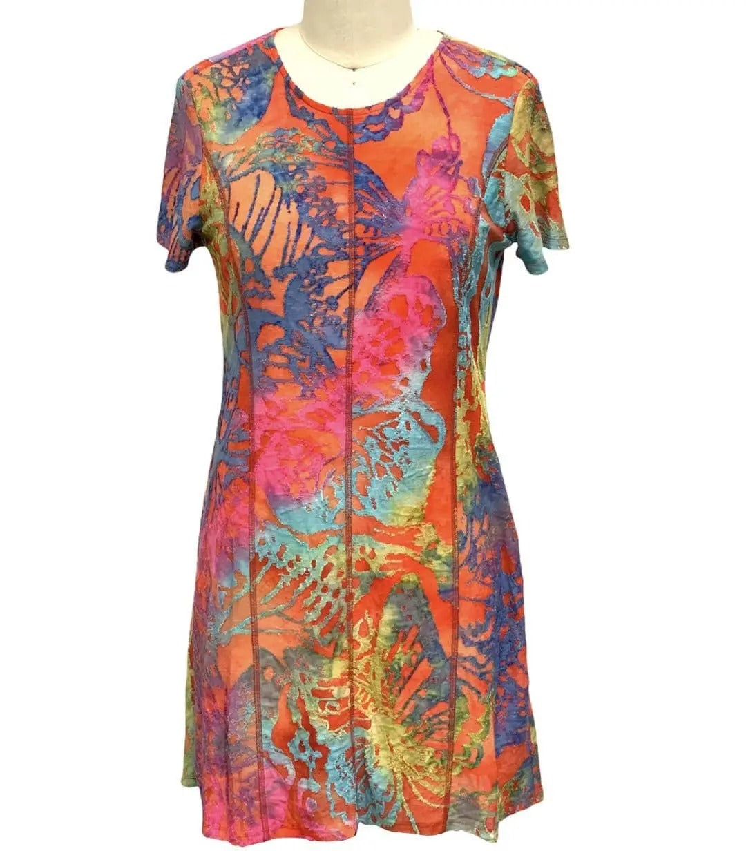 Women's Colorful Abstract Print Short Sleeve A-Line Dress