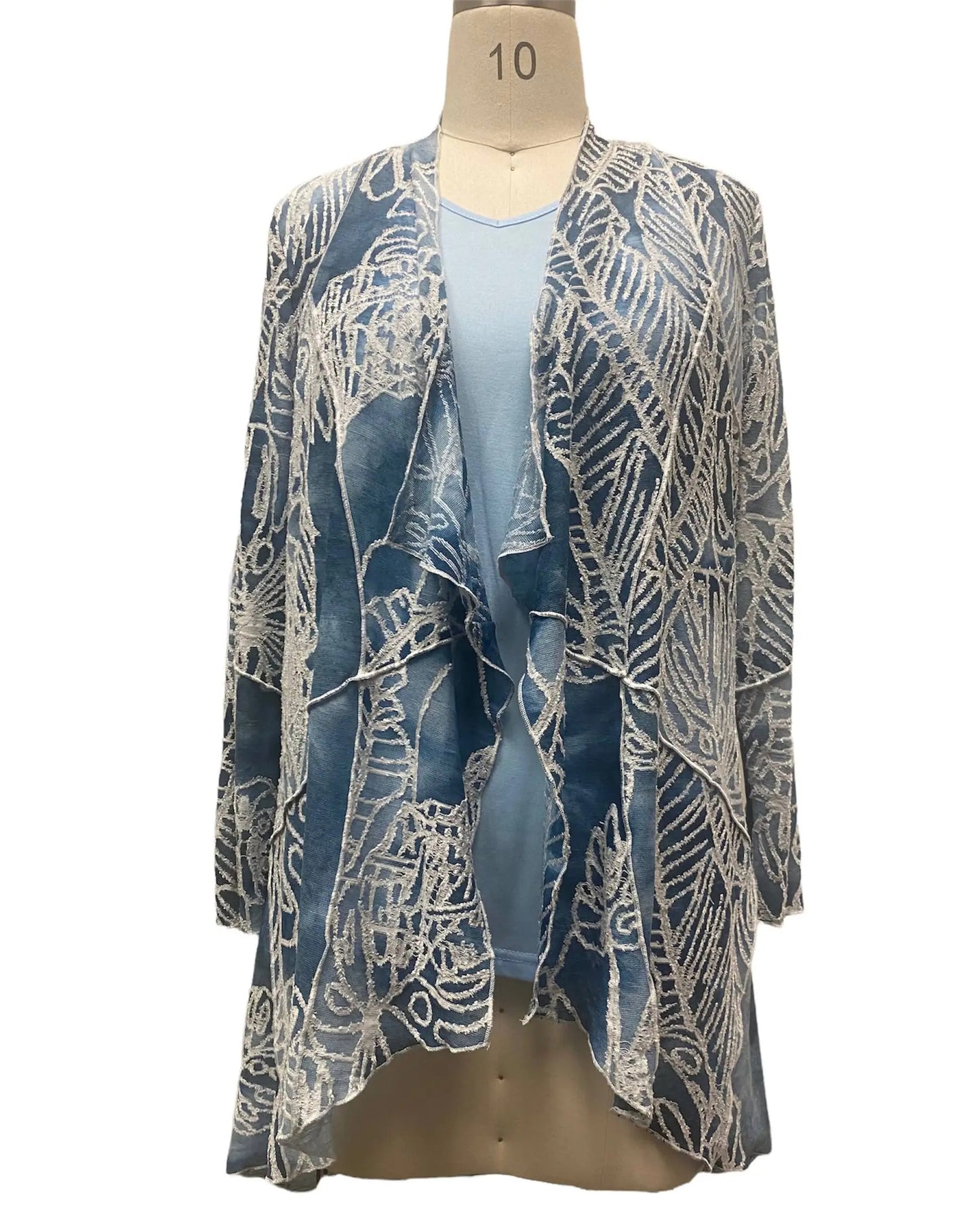 Women's Leaf Print Open Front Cardigan