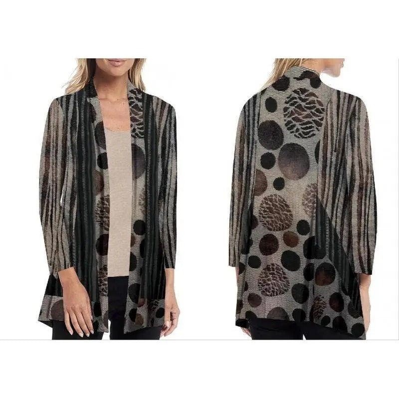 Women's Open Front Cardigan with Geometric Pattern