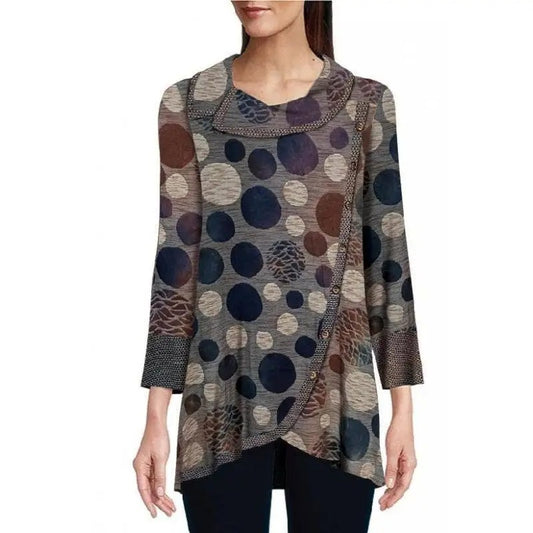 Women's Polka Dot Tunic with Textured Trim