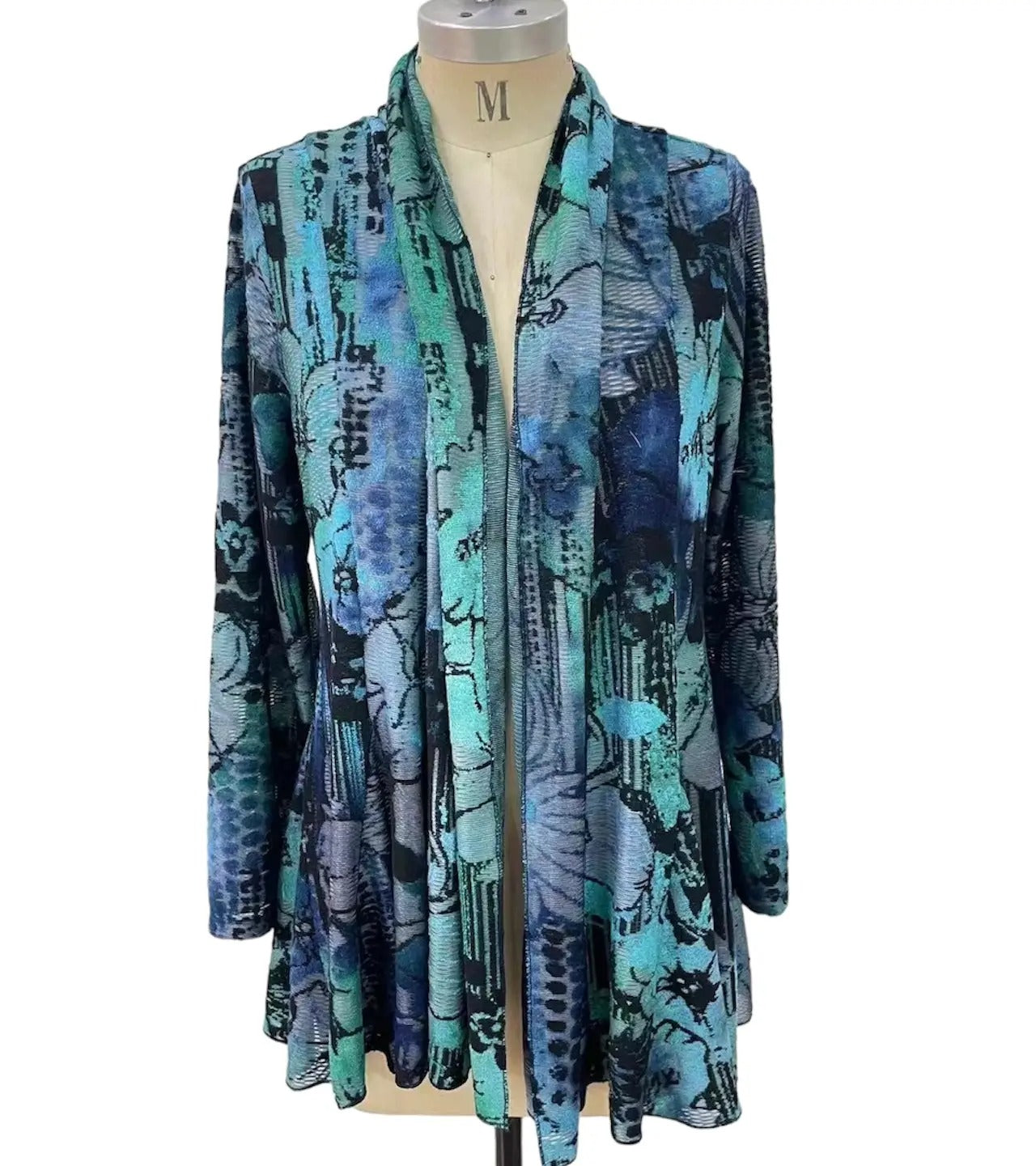 Women's Abstract Print Open Front Cardigan
