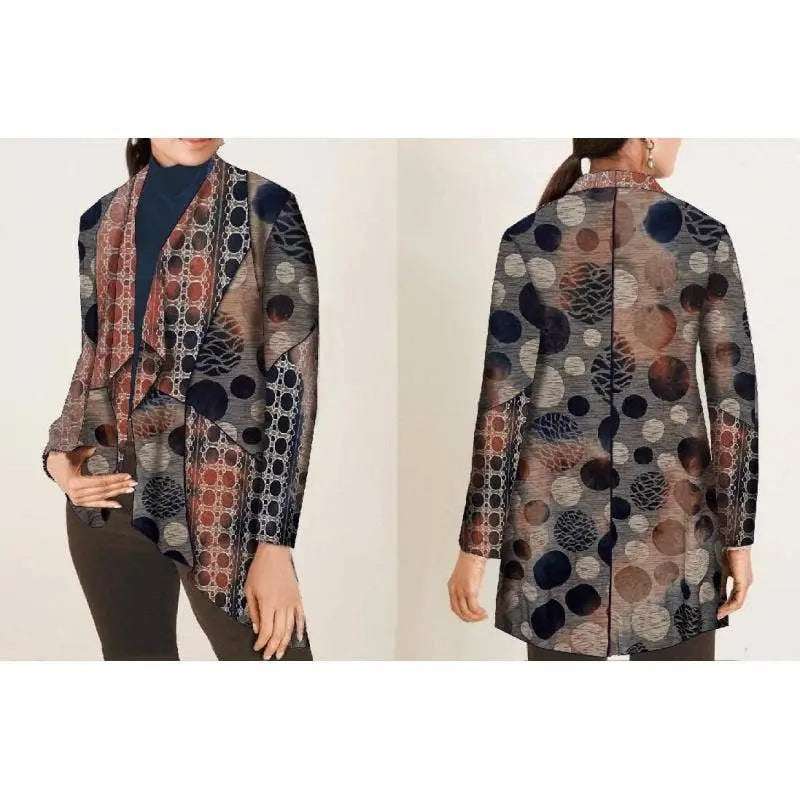 Women's Patterned Open Front Cardigan Coat
