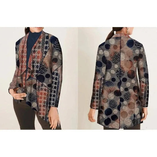 Women's Patterned Open Front Cardigan Coat