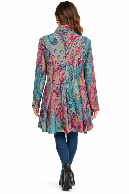 Women's teal burnout Galaxy open front cardigan