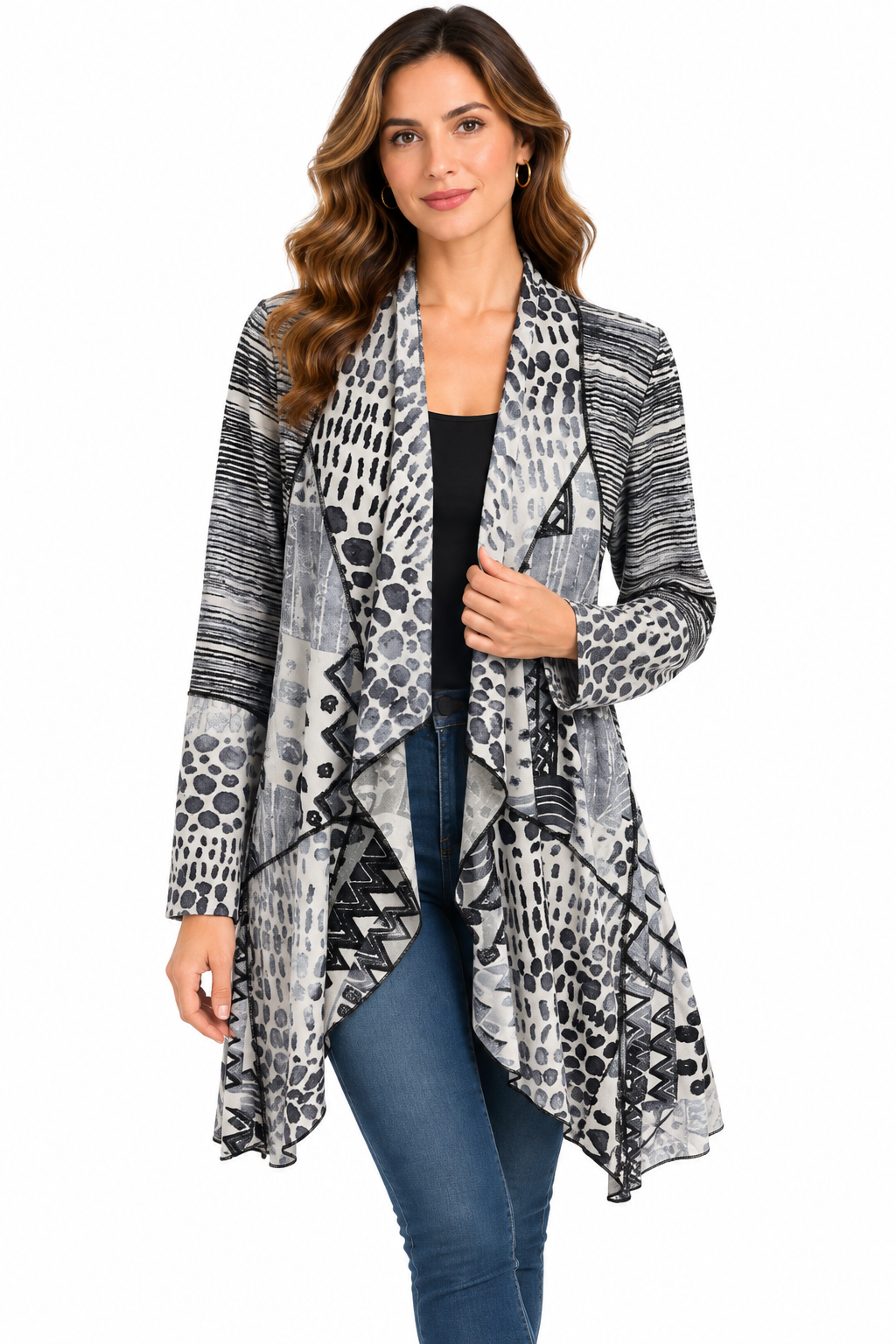 Women's Black and white Grey burnout cardigan