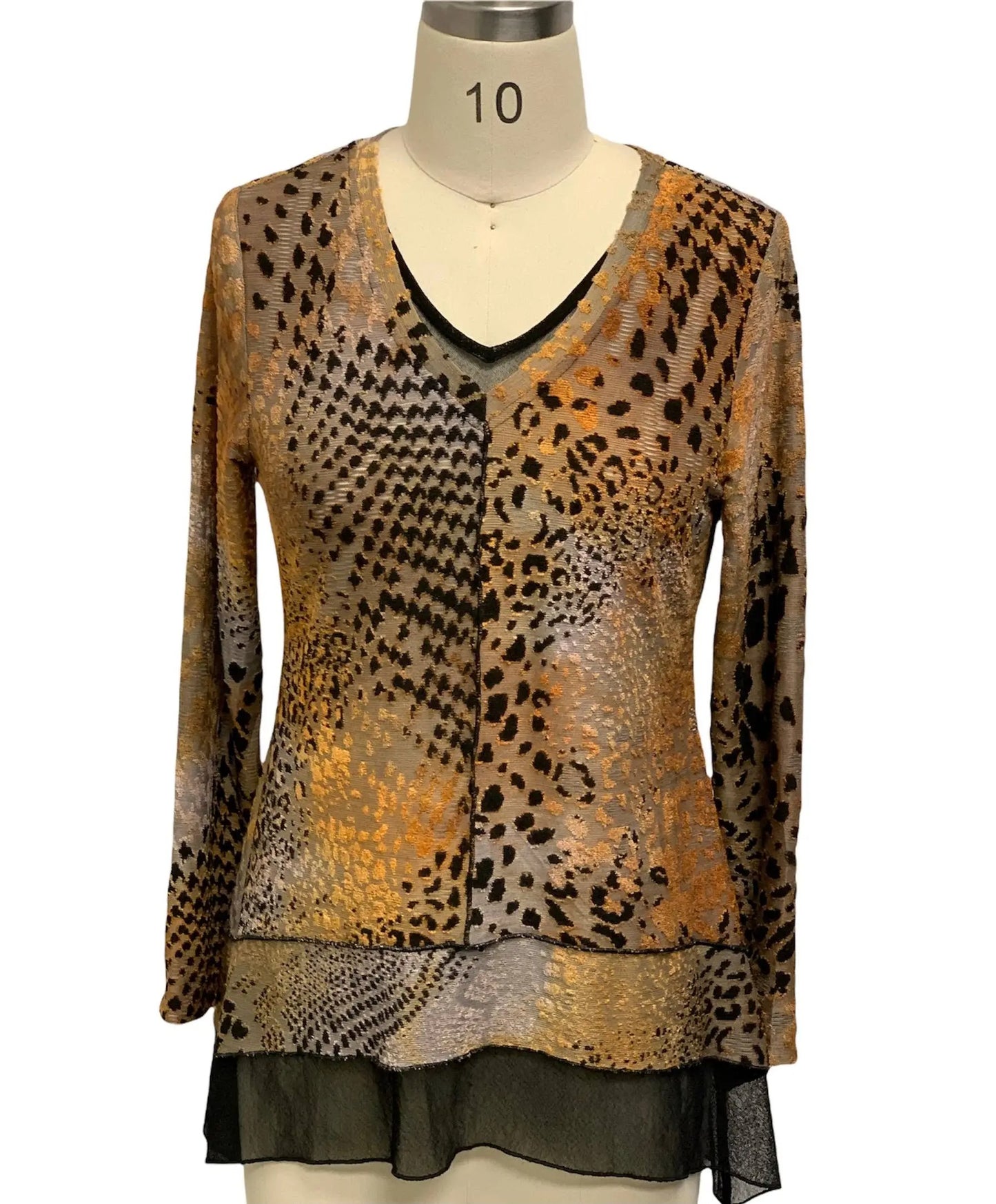 Women's Leopard Print Cardigan with Layered Hem