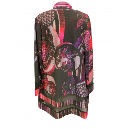 Red & Black Multi Long Open Front Cardigan KV8201