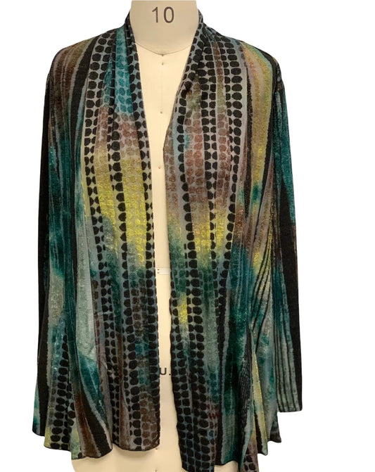 Women's Lightweight Open-Front Cardigan with Geometric Print