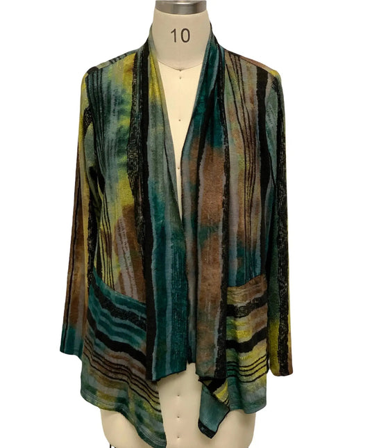 Women's Multicolor Striped Open Front Cardigan